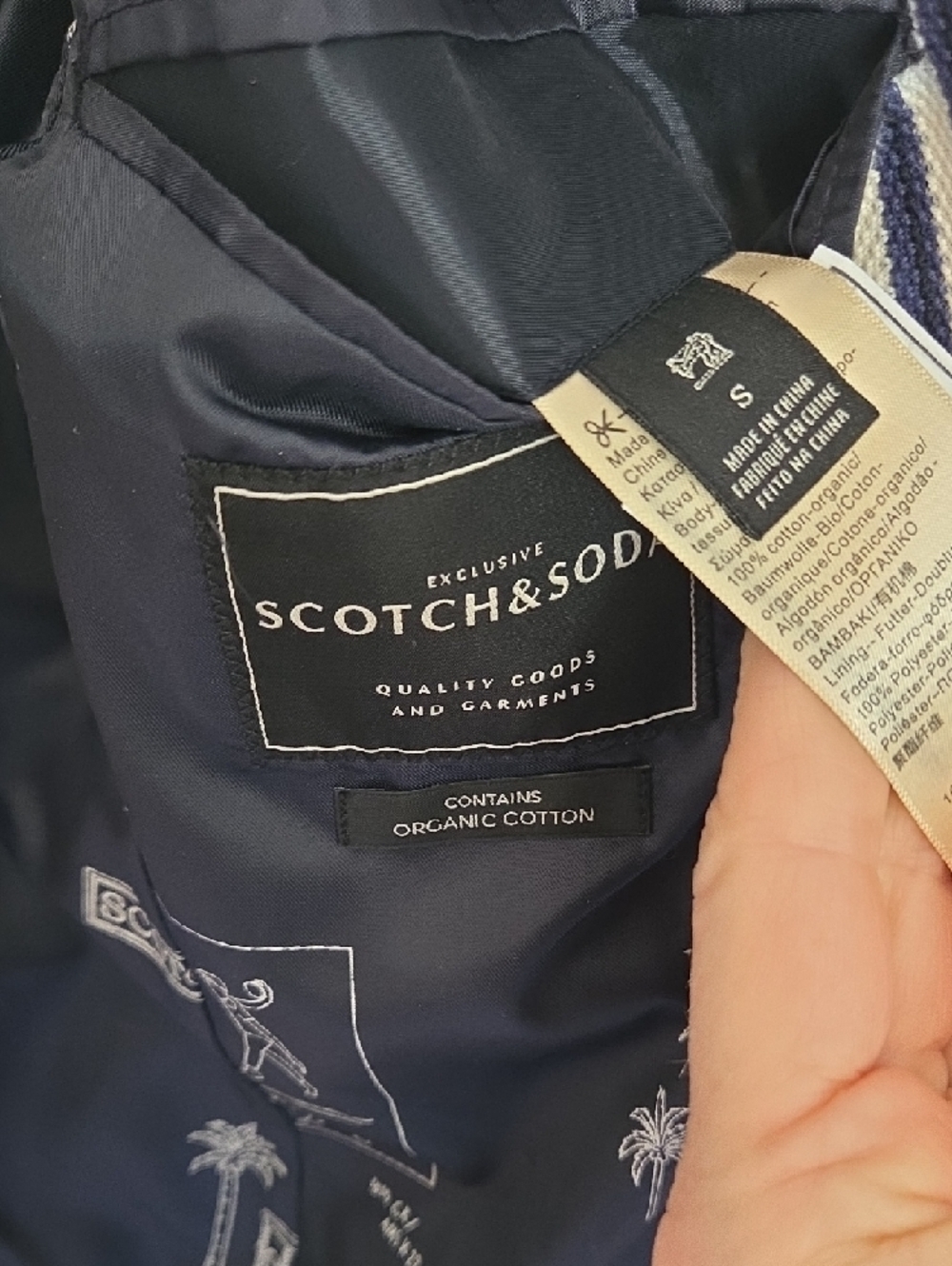 Scotch & Soda Navy and White Striped Mens/Women's Blazer - Picture 2 of 5